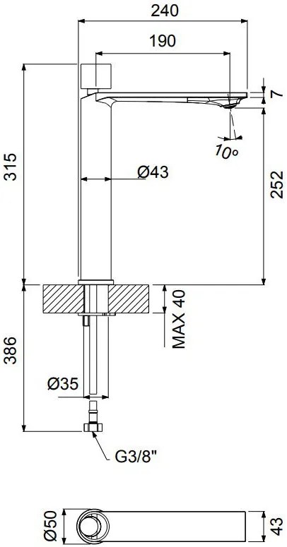 Смесител за мивка с кран Clic Clac Halo Vicario Plus-Inox