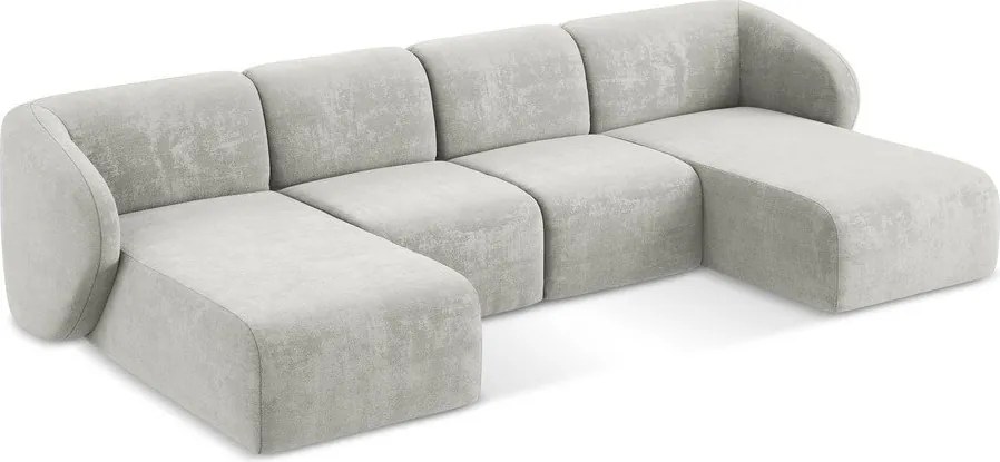 Светлосив шенилов ъглов диван (U форма) Lani – Makamii
