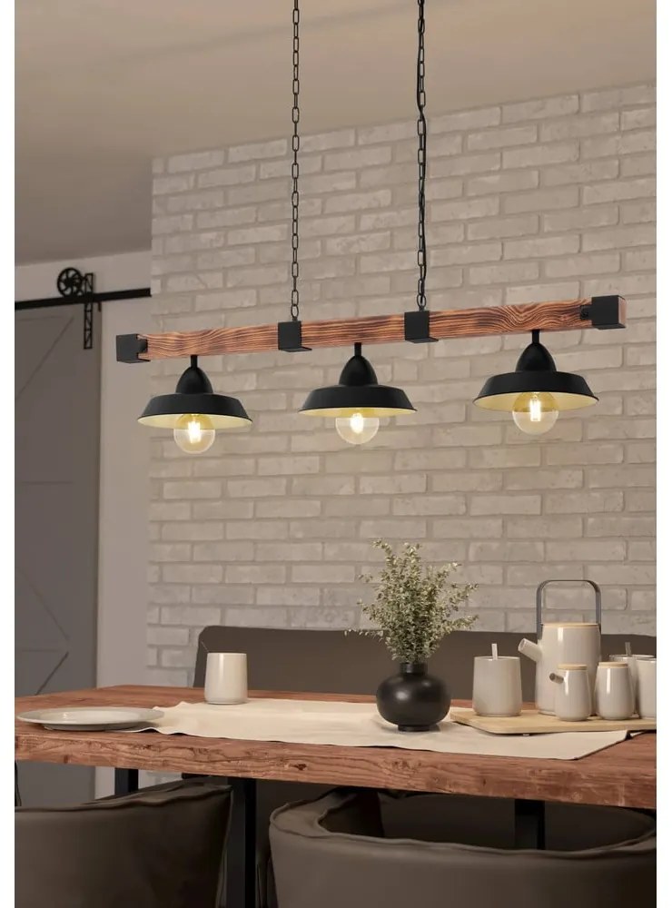 Висящо осветително тяло в черен и естествен цвят с метален абажур OLDBURY – EGLO