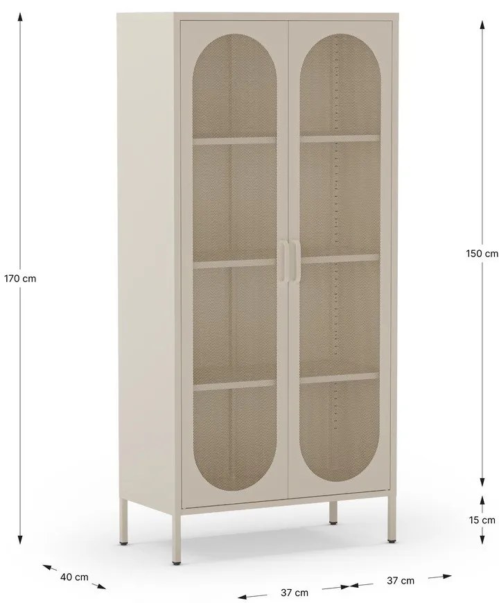 Кремаво метално шкафче 80x170x40 cm Diora – Marckeric