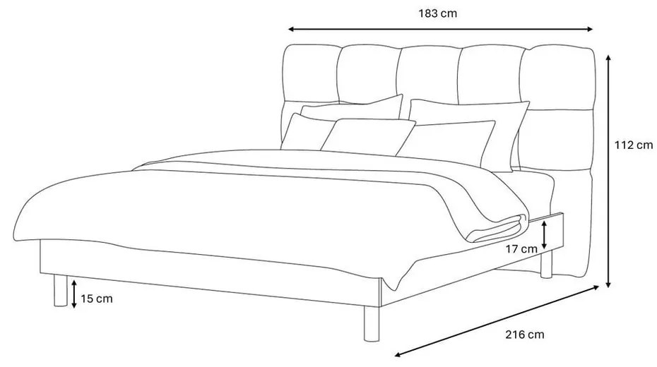 Светлосиво двойно тапицирано легло с включена подматрачна рамка 160x200 cm Kumo – Bobochic Paris