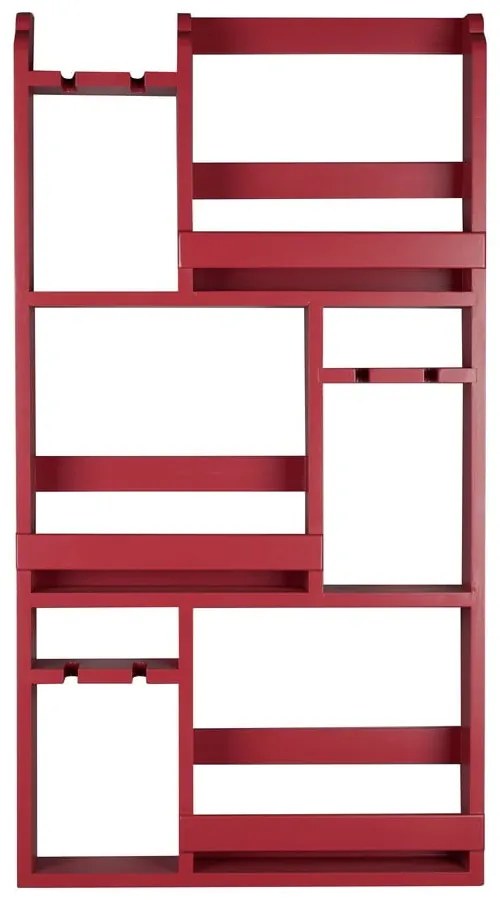 Червен стенен стелаж за вино от масивно каучуково дърво за 12 броя бутилки 80x120x10 cm Myron – Dutchbone