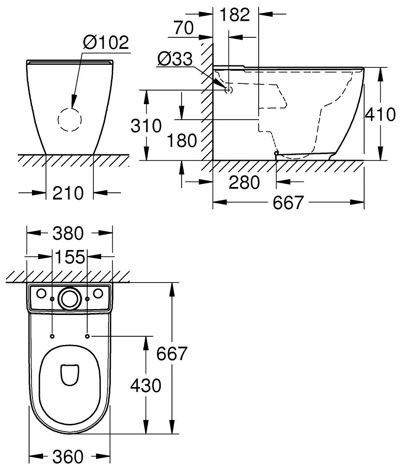 Тоалетна чиния Grohe Rimless Essence Pure Guard