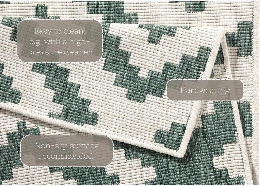 Зелен и кремав килим за открито , 80 x 250 cm Malta - NORTHRUGS