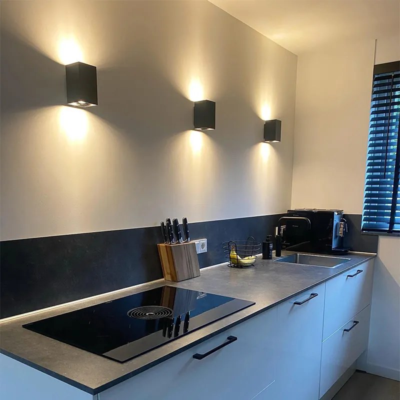 Модерен стенен аплик черен квадрат 2-светлина - Sandy