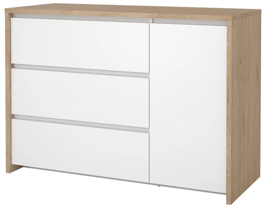 Скрин от дъбов декор в бял и естествен цвят 119x84x48 cm Next – Tvilum