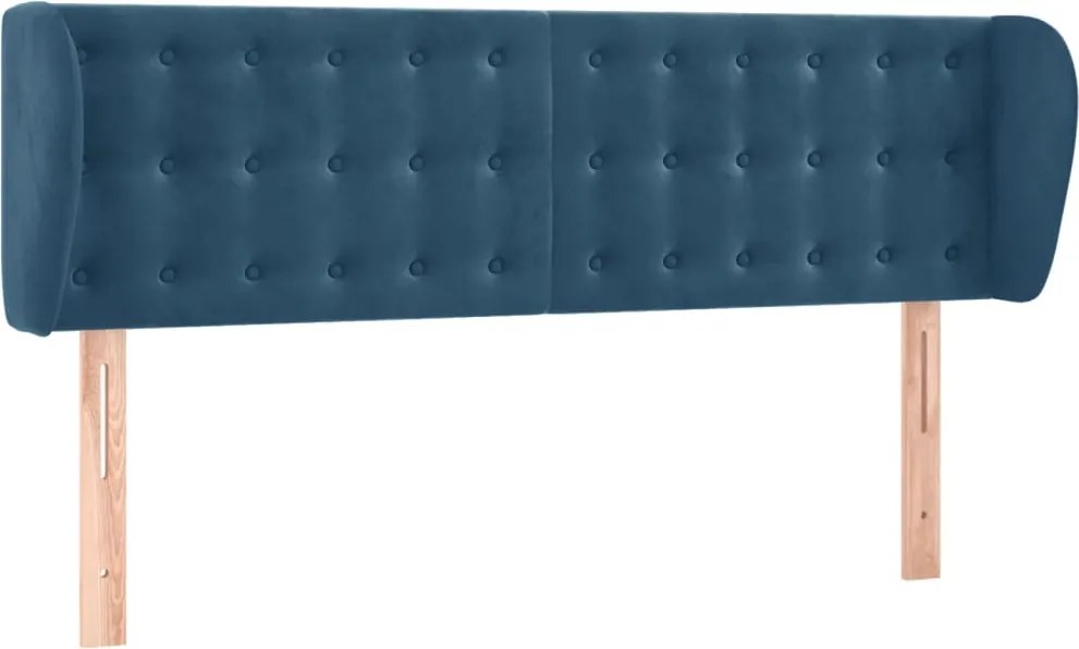 3117630 vidaXL Горна табла за легло с уши, тъмносиня, 147x23x78/88 см, кадифе