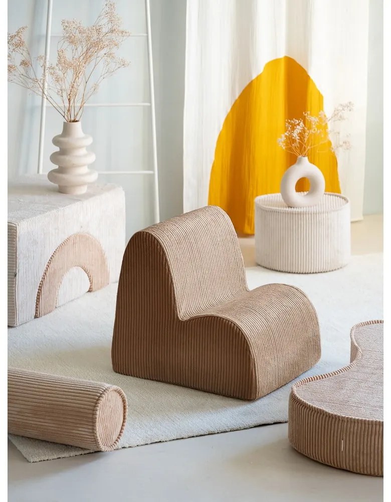 Кафяв детски стол от рипсено кадифе Cloud – Wigiwama