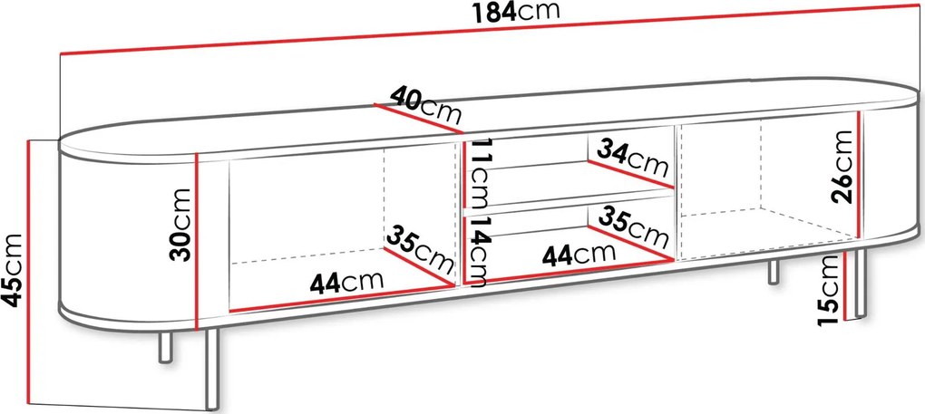 ТВ шкаф Lygrint II-черен мрамор - черно