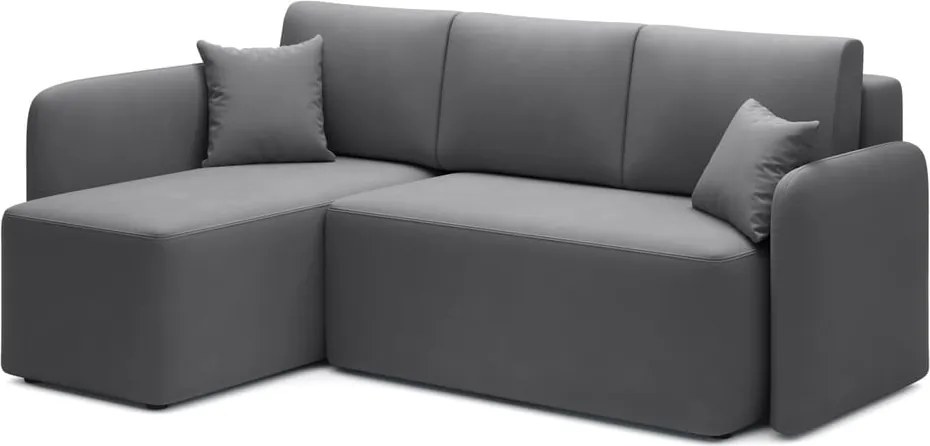 Кафяво-сив кадифен разтегателен ъглов диван с място за съхранение (ляв ъгъл) Hadson – ELTAP