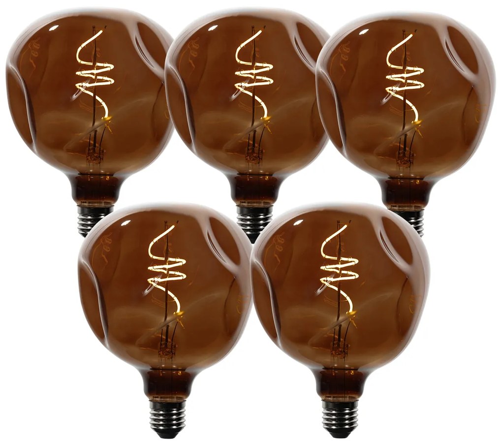 Комплект от 5 димируеми LED крушки E27 T125 кафяви 4W 120 lm 1800K