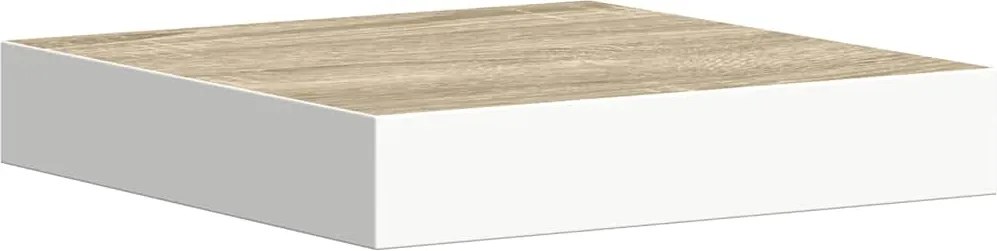 326567 vidaXL Окачен стенен рафт, дъб и бял, 23x23,5x3,8 см, МДФ