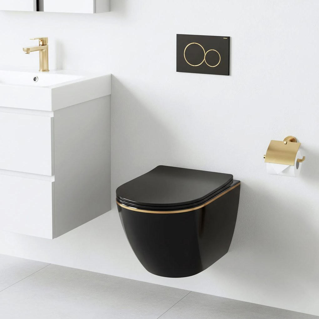 тоалетна чиния Rea Carlo Mini Tornado Black Gold Egde