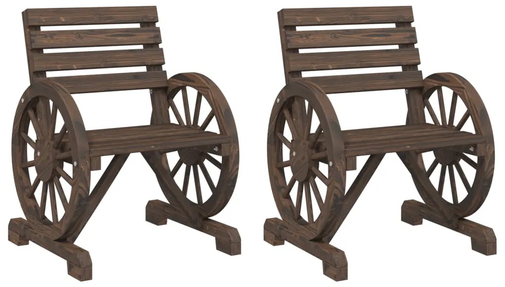 365102 vidaXL Градински столове, 2 бр, 58x58x78,5 см, масивно чамово дърво