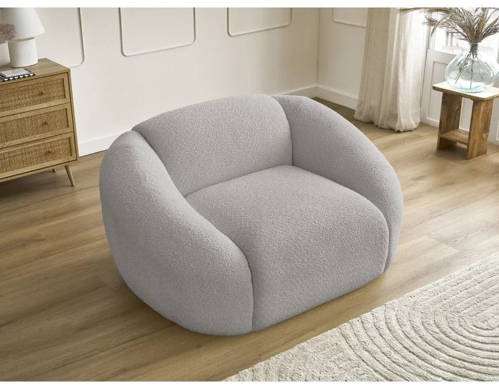 Светлосиво кресло от букле Tina – Bobochic Paris