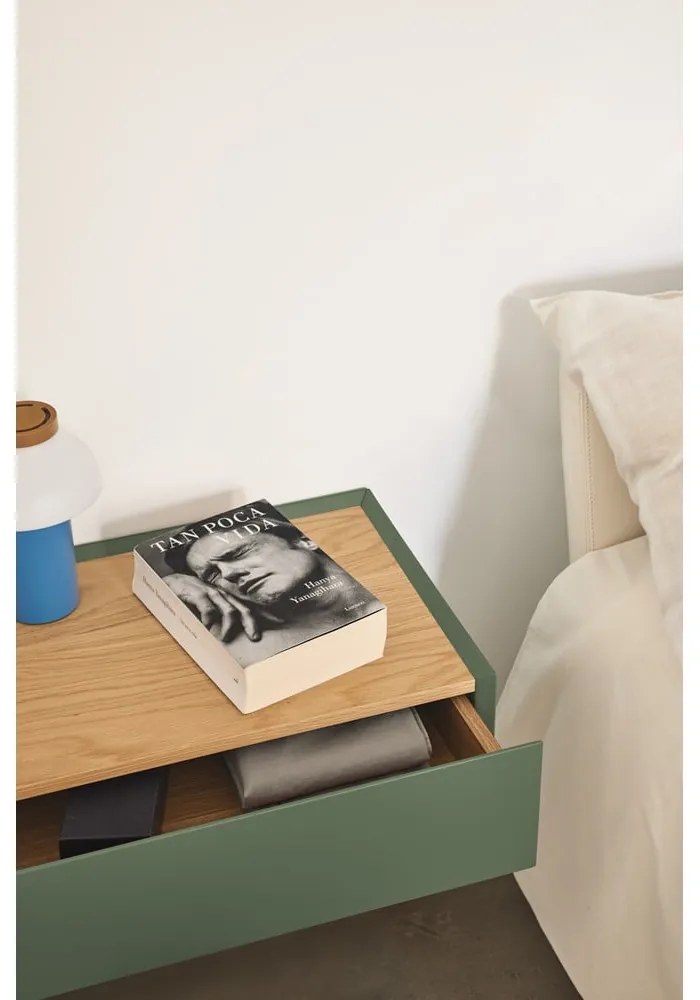 Черно висящо нощно шкафче с дъбов плот Arista – Teulat