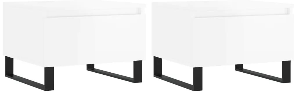 830881 vidaXL Маси за кафе, 2 бр, бял гланц, 50x46x35 см, инженерно дърво