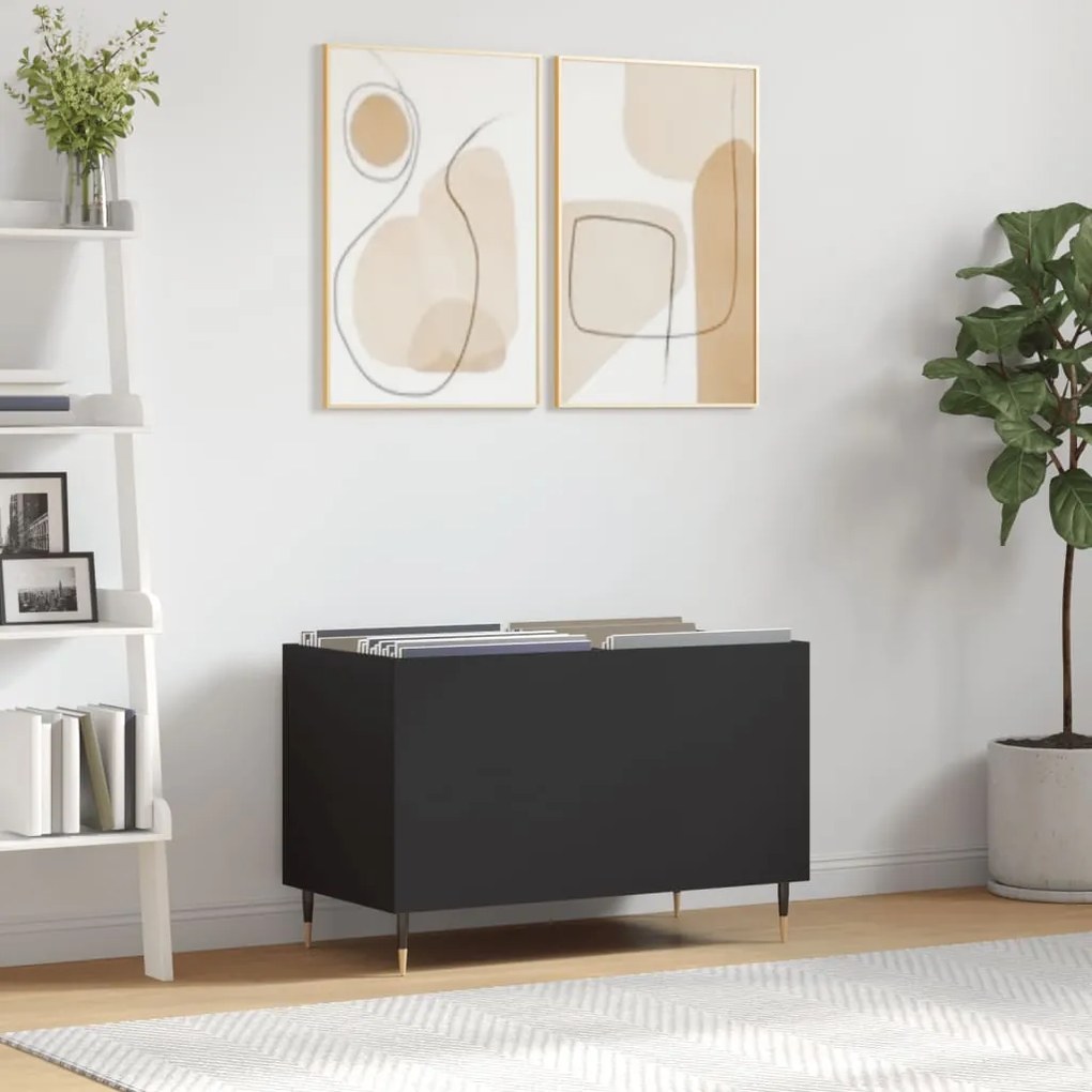 Sonata H Шкаф за грамофонни плочи черен 74,5x38x48 см инженерно дърво