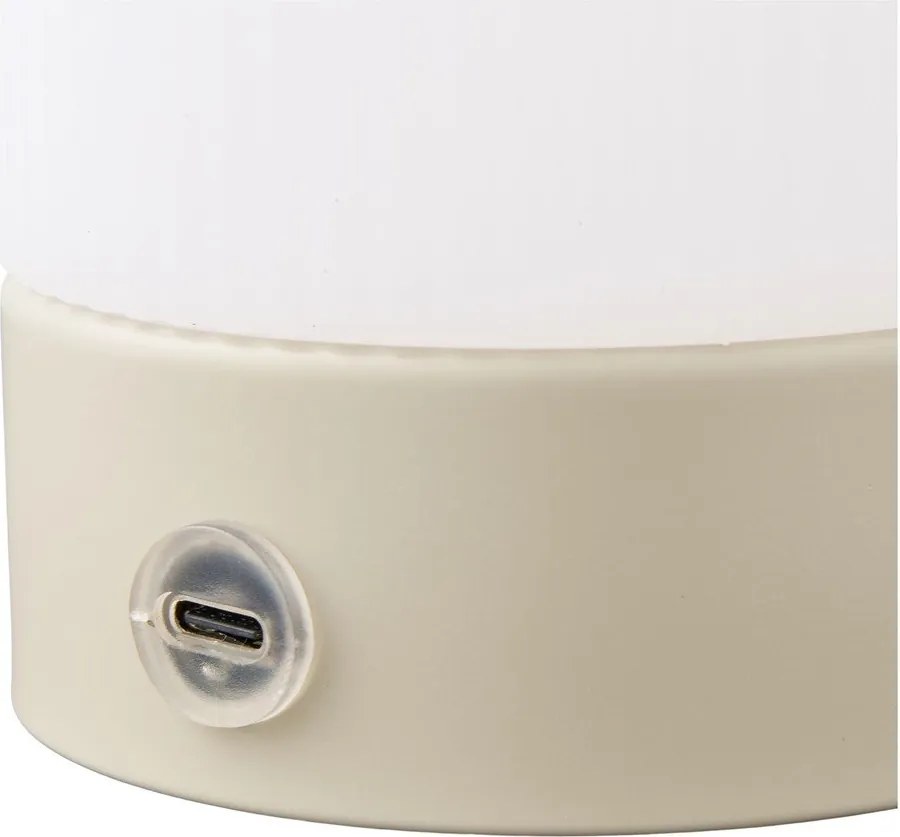 Бяла/кафяво-сива метална настолна лампа с пластмасов абажур (височина 18 cm) Ashford – House Nordic