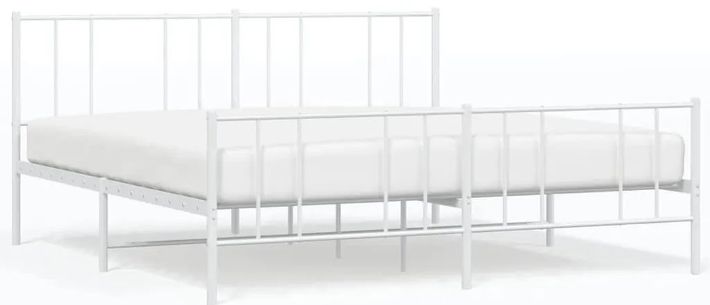 352553 vidaXL Метална рамка за легло с горна и долна табла, бяла, 193x203 см