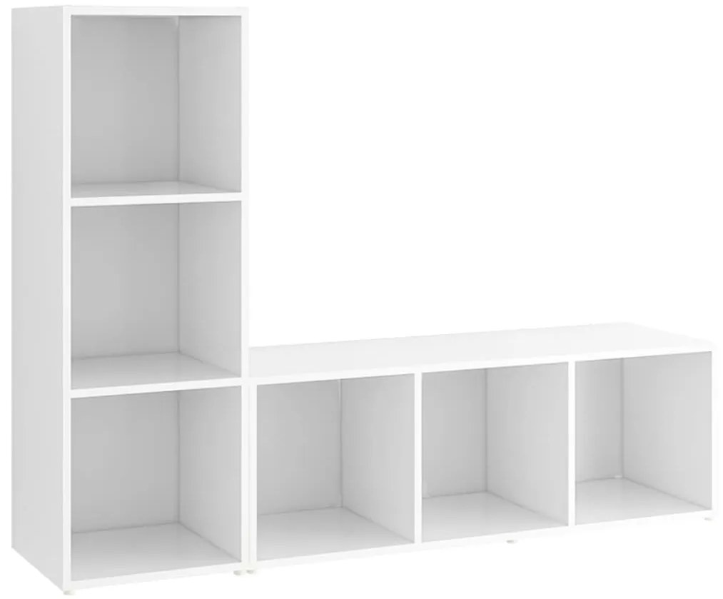 3079934 vidaXL ТВ шкафове, 2 бр, бели, 107x35x37 см, инженерно дърво