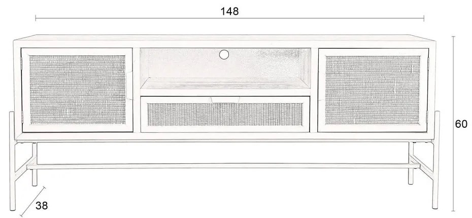 Бежова маса за телевизор от масивна ела 148x60x38 cm Yasu – Dutchbone
