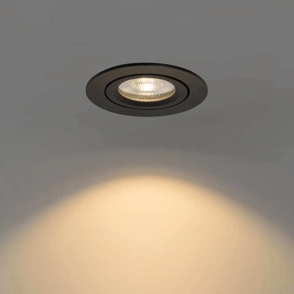 Вграден прожектор черен, накланящ се 8,2 см, вкл. LED Dim to Warm IP54 Ultra Slim - Pupil