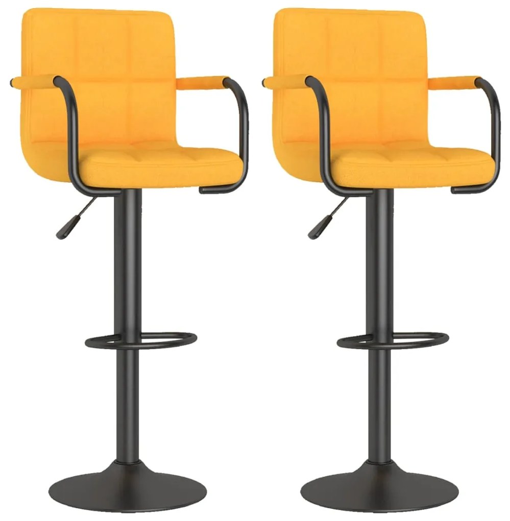 334642 vidaXL Бар табуретки, 2 бр, горчица, текстил