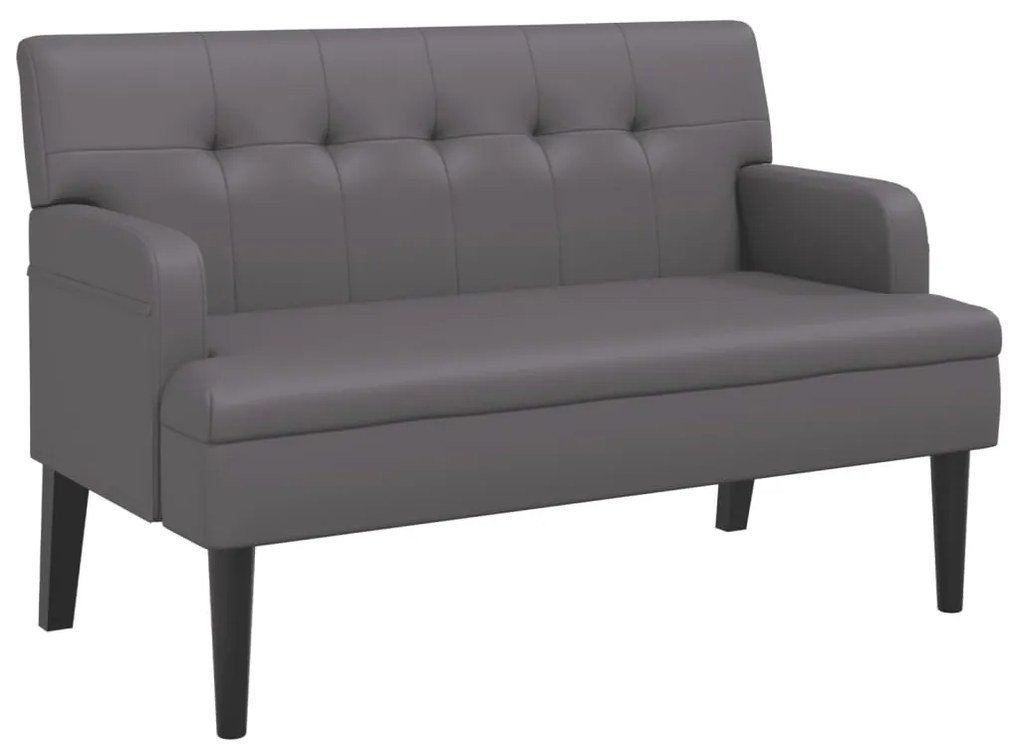 372151 vidaXL Пейка с облегалка, сива, 112x65,5x75 см, изкуствена кожа