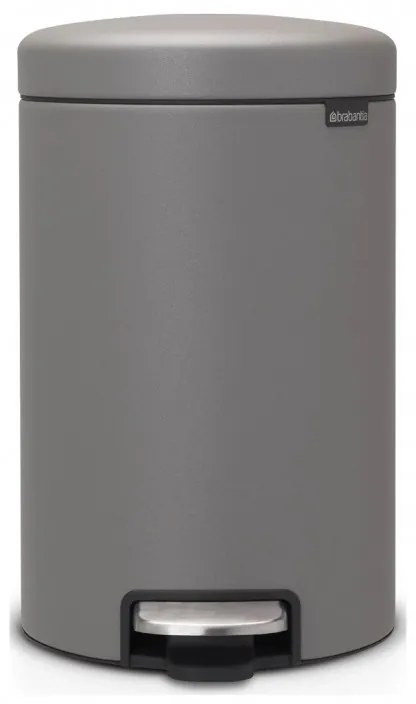 Кош за боклук с педал Brabantia NewIcon 1001090, 12 л, Плавно затваряне, Противоплъзгаща основа, Минерално покритие, Сив