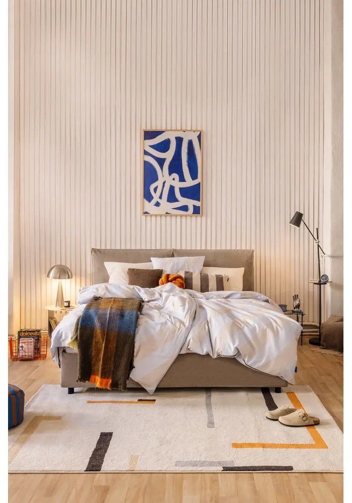 Двойно тапицирано кафяво-сиво легло с място за съхранение и включена подматрачна рамка 160x200 cm Myra Pillow – Bonami Selection