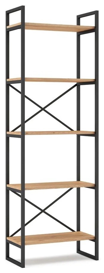 Рафт от черен/естествен дъб 58x175 cm Dusan - Marckeric