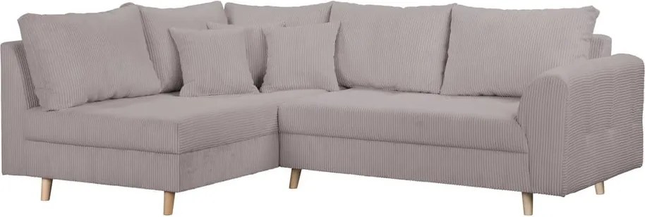 Ъглов диван от сив велур (ляв ъгъл) Ariella - Ropez