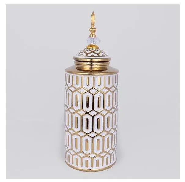 Керамичен буркан 45,7x16,9 см златист/бял