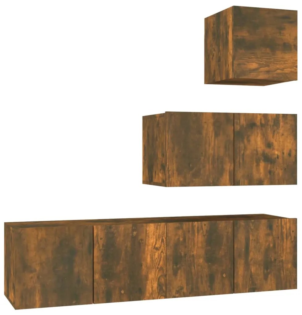 3120317 vidaXL Комплект ТВ шкафове от 4 части, опушен дъб, инженерно дърво