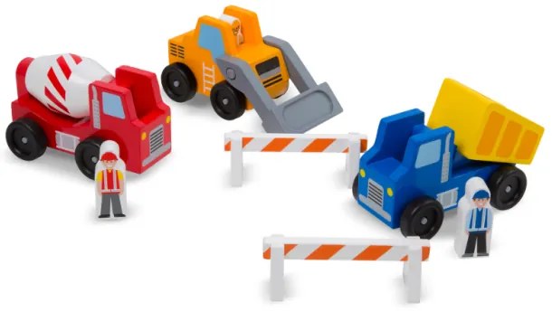 Melissa &amp; Doug - Дървен комплект от превозни средства - Строителна площадка