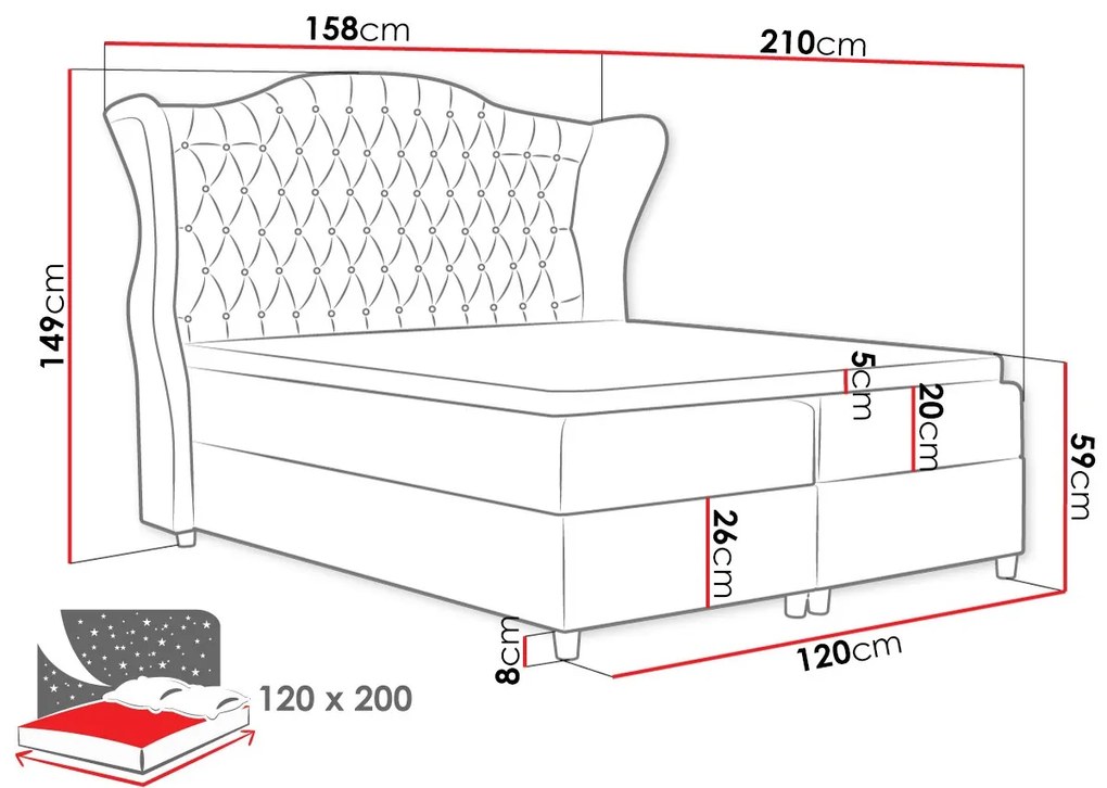 Тапицирано легло Livia-Gkri-120 x 200 εκ.