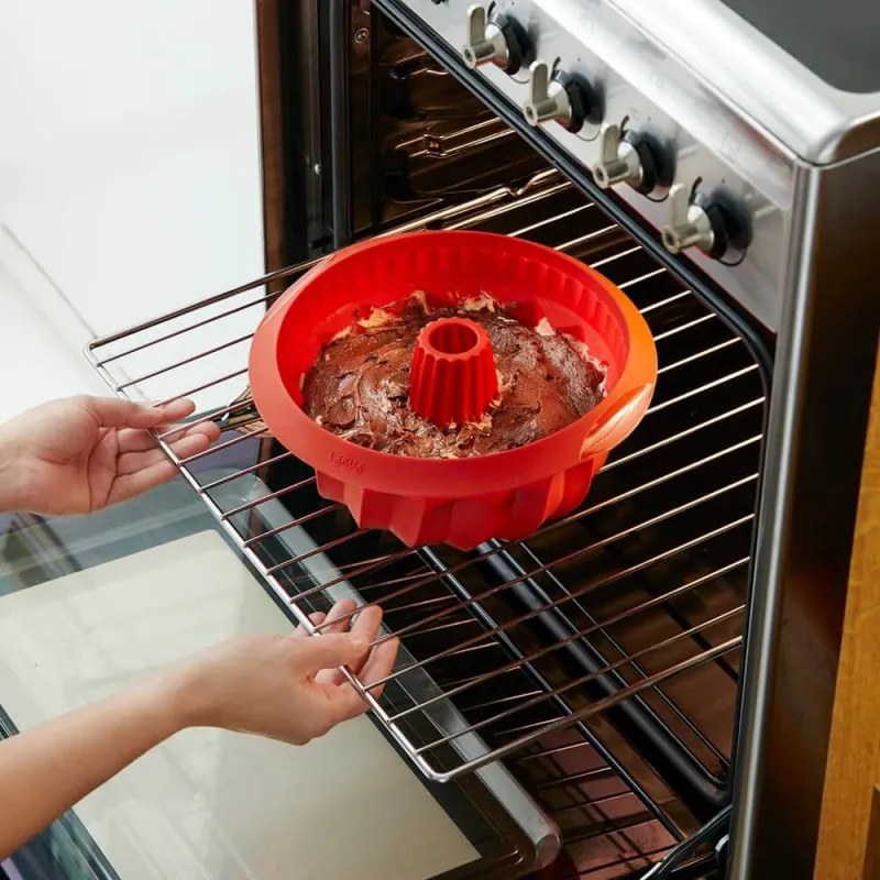 Форма за печене Lekue 1009480, Ø22x8 см, 1 л, Платинен силикон, От -60°C до +220°C, Червен