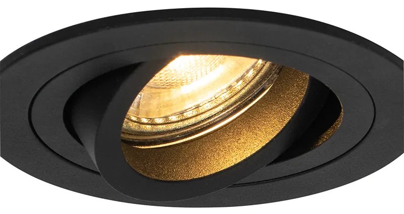 Комплект от 6 модерни вградени спота черни - Rondoo