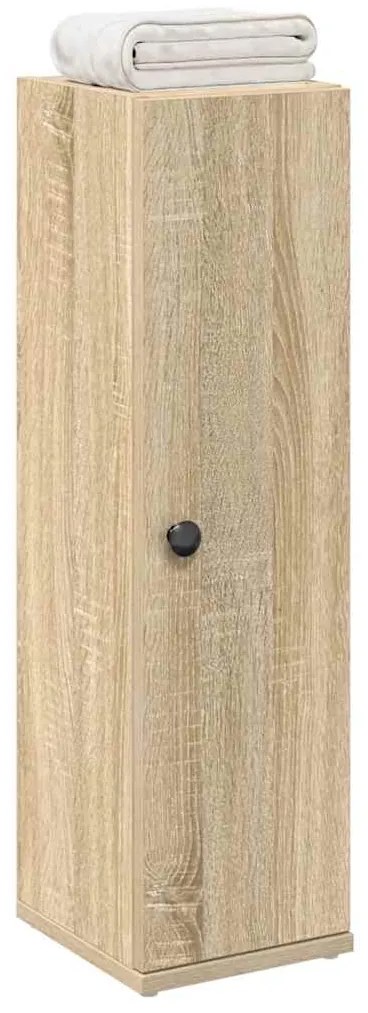 858517 vidaXL Шкаф за баня с държач за ролки, дъб сонома, 20,5x22x72 см