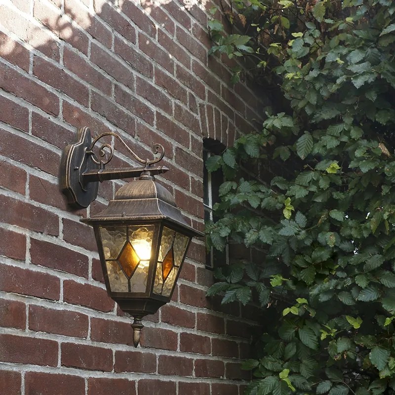 Винтидж външна стенна лампа бронзова - Antigua Down