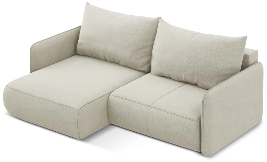 Кремав разтегателен ъглов диван с място за съхранение (ляв ъгъл) Nanea – Makamii