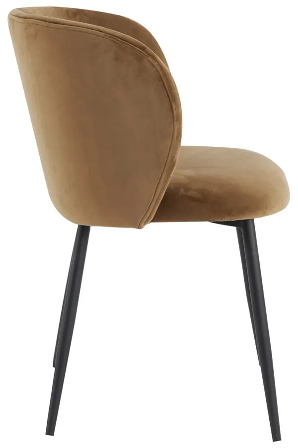 Кафяв кадифен стол за хранене Elyna - Light &amp; Living