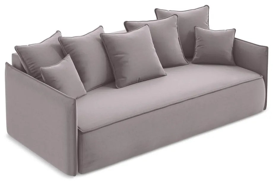 Кадифен разтегателен диван с място за съхранение в цвят лавандула 225 cm Hula – Makamii