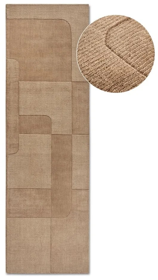 Бежова ръчно изработена вълнена пътека 80x250 cm Charlotte – Villeroy&amp;Boch