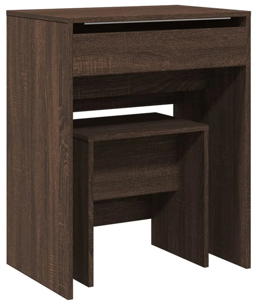 848219 vidaXL Тоалетка и табуретка, кафяв дъб, 60x40x113,5 см