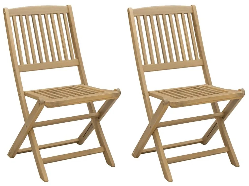 365743 vidaXL Сгъваеми градински столове 2 бр 44x50x88 см акация масив