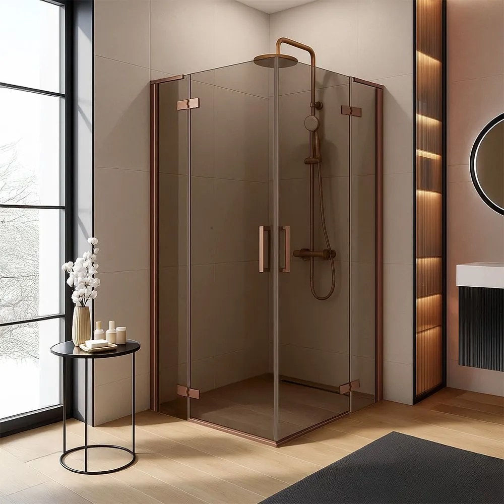 Душ кабина REA Hugo Double 90x100 Copper Brush