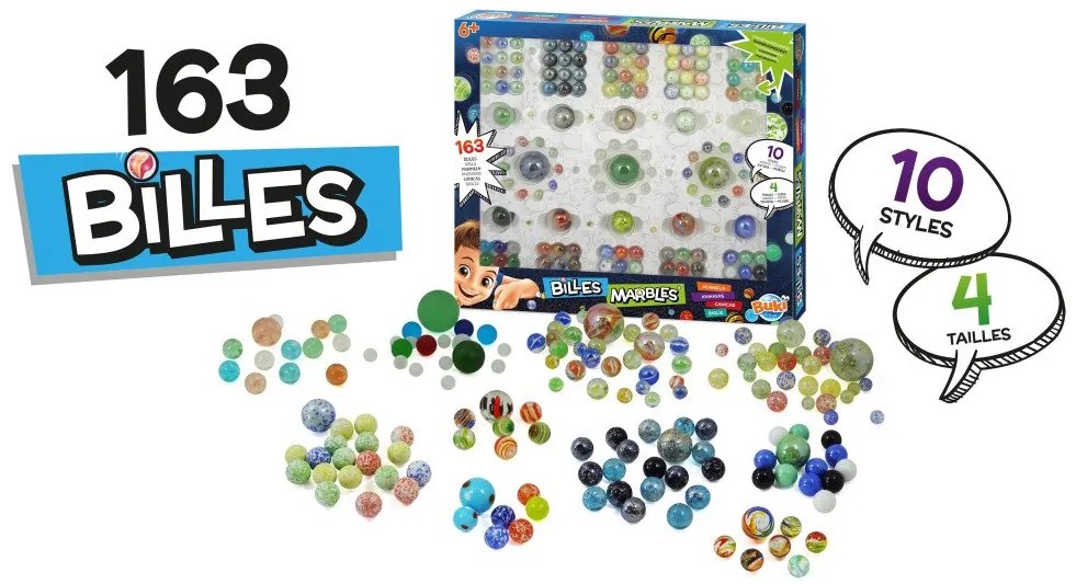 Buki France - Мраморни топчета - Кутия със 163 бр топчета BKPM855