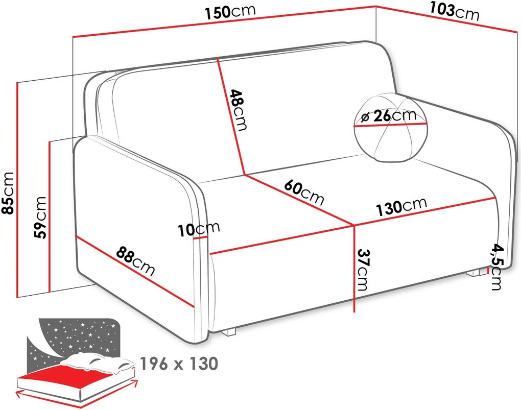 Диван Viva Sun III триместен-Бял